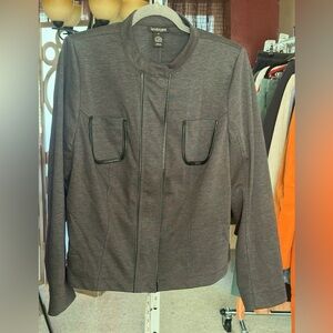 Lane Bryant Charcoal Blazer with Black Trim